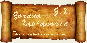 Zorana Kaplanović vizit kartica